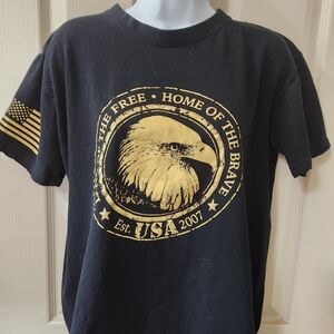 Patriotic Black T-Shirt with Eagle Graphic